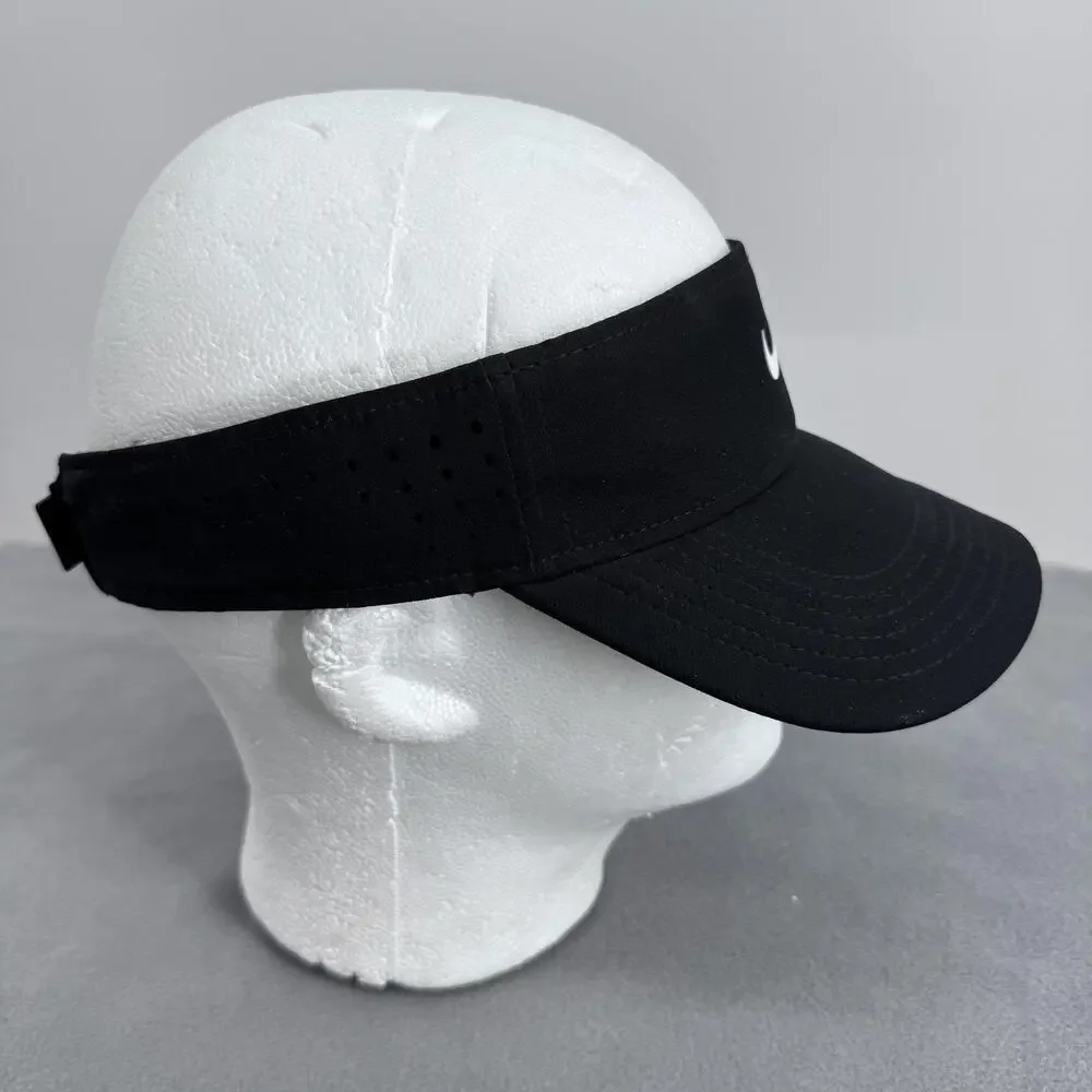 Nike Dri-FIT Sun Visor Adjustable Mens One Size Black Swoosh Running Golf Tennis